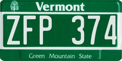 VT license plate ZFP374