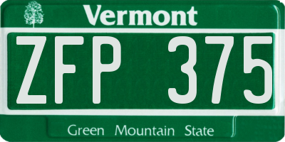 VT license plate ZFP375