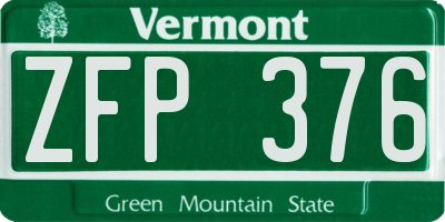 VT license plate ZFP376