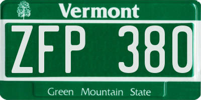 VT license plate ZFP380