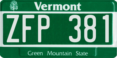 VT license plate ZFP381
