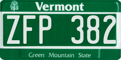 VT license plate ZFP382