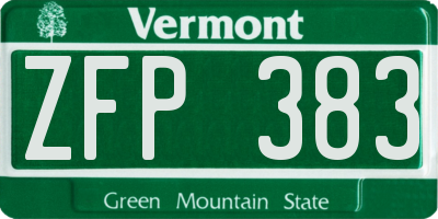 VT license plate ZFP383