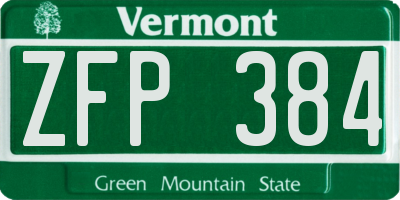 VT license plate ZFP384