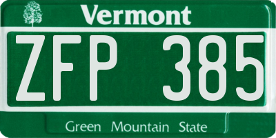 VT license plate ZFP385