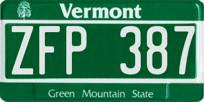 VT license plate ZFP387
