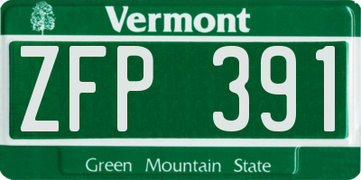 VT license plate ZFP391