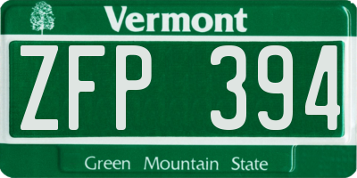 VT license plate ZFP394