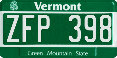 VT license plate ZFP398
