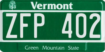 VT license plate ZFP402