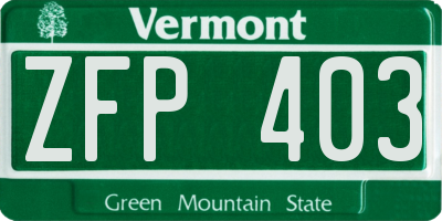 VT license plate ZFP403