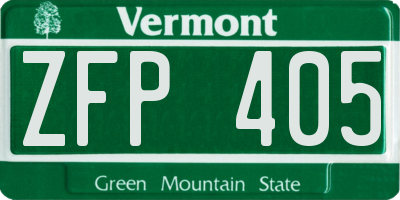 VT license plate ZFP405