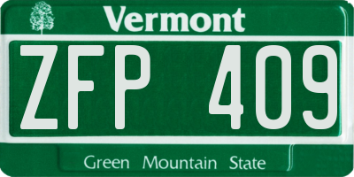 VT license plate ZFP409
