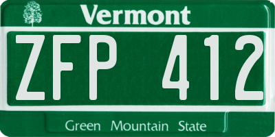 VT license plate ZFP412