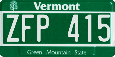 VT license plate ZFP415