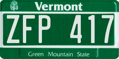VT license plate ZFP417