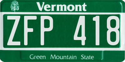 VT license plate ZFP418