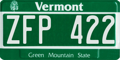 VT license plate ZFP422