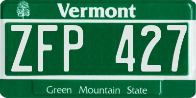 VT license plate ZFP427