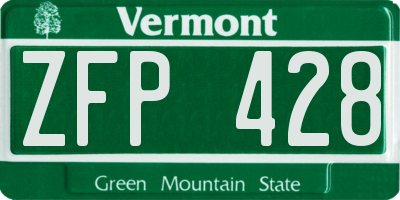 VT license plate ZFP428