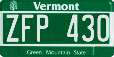VT license plate ZFP430