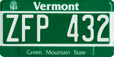 VT license plate ZFP432