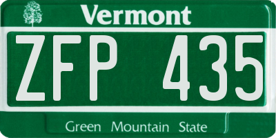 VT license plate ZFP435