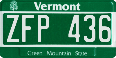 VT license plate ZFP436