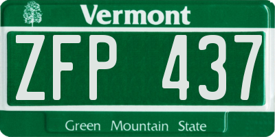 VT license plate ZFP437
