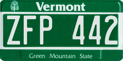 VT license plate ZFP442