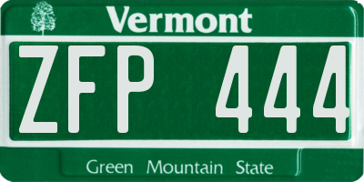 VT license plate ZFP444
