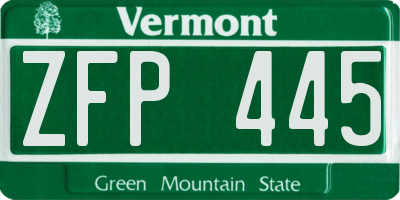 VT license plate ZFP445