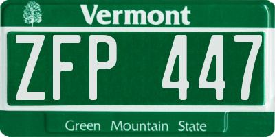 VT license plate ZFP447