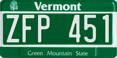 VT license plate ZFP451