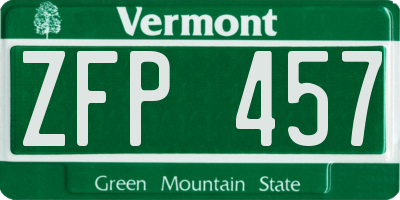 VT license plate ZFP457