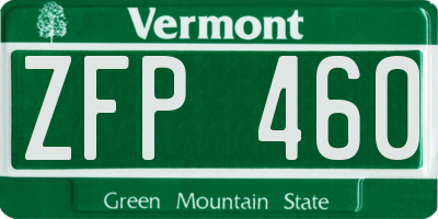 VT license plate ZFP460