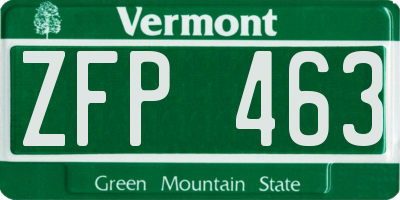 VT license plate ZFP463