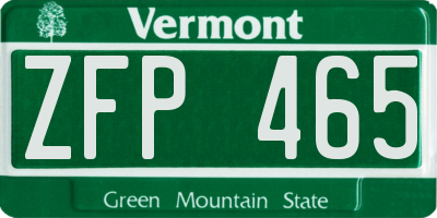 VT license plate ZFP465