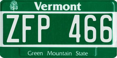 VT license plate ZFP466