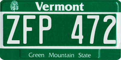 VT license plate ZFP472