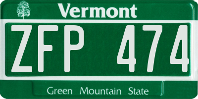 VT license plate ZFP474