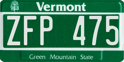 VT license plate ZFP475