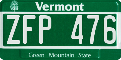 VT license plate ZFP476