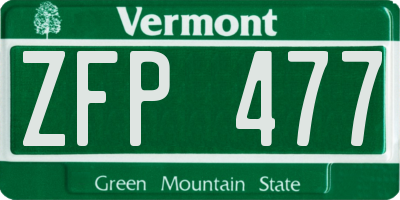 VT license plate ZFP477
