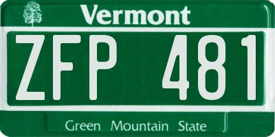 VT license plate ZFP481