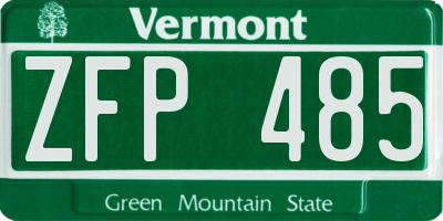 VT license plate ZFP485