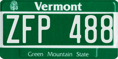 VT license plate ZFP488