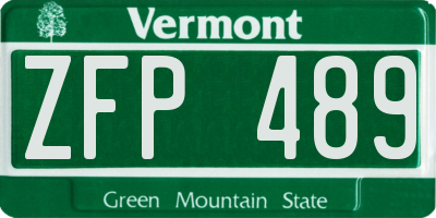 VT license plate ZFP489