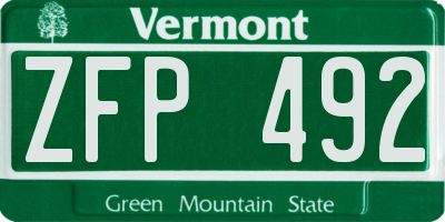 VT license plate ZFP492