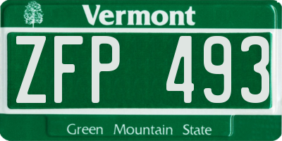 VT license plate ZFP493